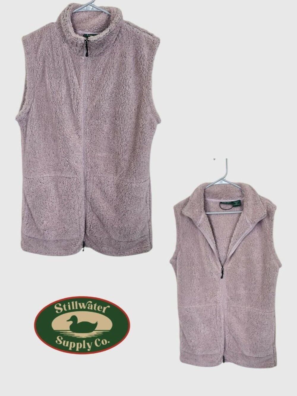 Stillwater Supply Co Plush Dusty Rose Full Zip Vest Jacket Womens XL